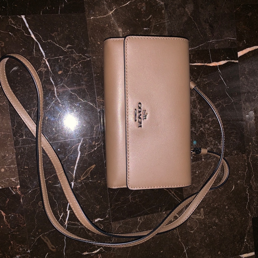 COACH gunmetal phone/wallet crossbody